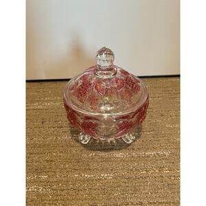 Vintage Westmoreland PANELED GRAPE *RUBY FLASHED * 6" 3 LEGGED* CANDY w/LID